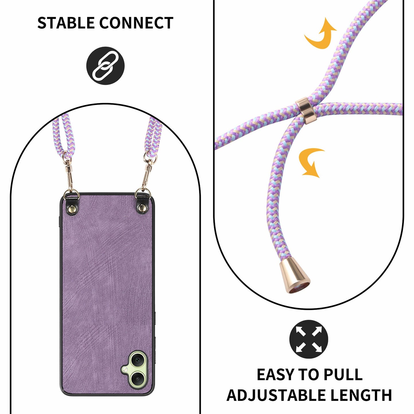 For Samsung Galaxy A06 Case Retro Texture Leather Coated PC+TPU Phone Cover with Hanging Rope - Green