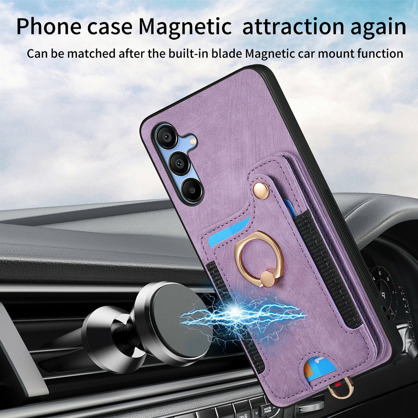 For Samsung Galaxy A16 4G  /  A16 5G Case RFID Blocking Handbag Leather+TPU Phone Cover Card Slots, Ring Holder - Black