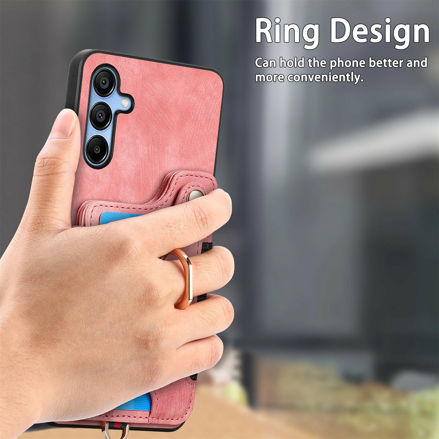 For Samsung Galaxy A16 4G  /  A16 5G Case RFID Blocking Handbag Leather+TPU Phone Cover Card Slots, Ring Holder - Blue