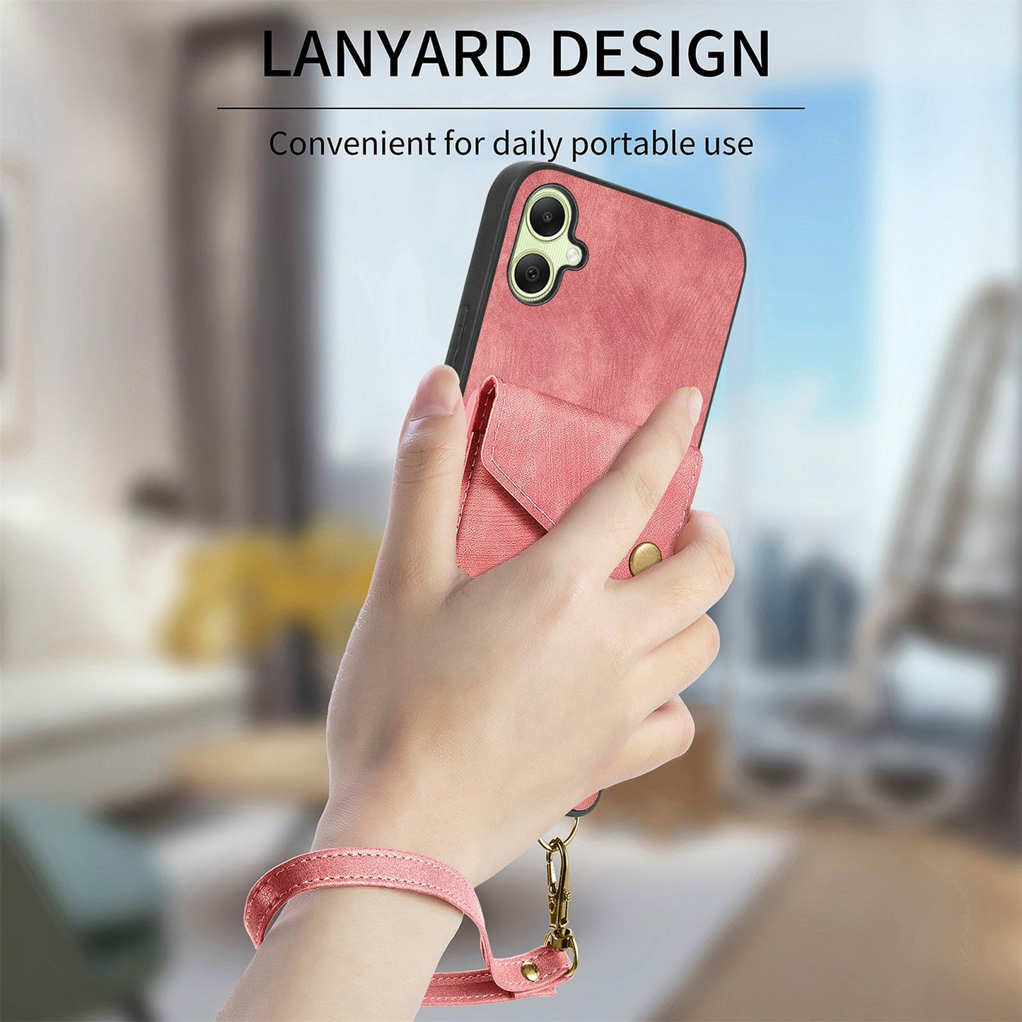 For Samsung Galaxy A06 Case with Card Slot Kickstand Leather TPU Phone Cover - Brown