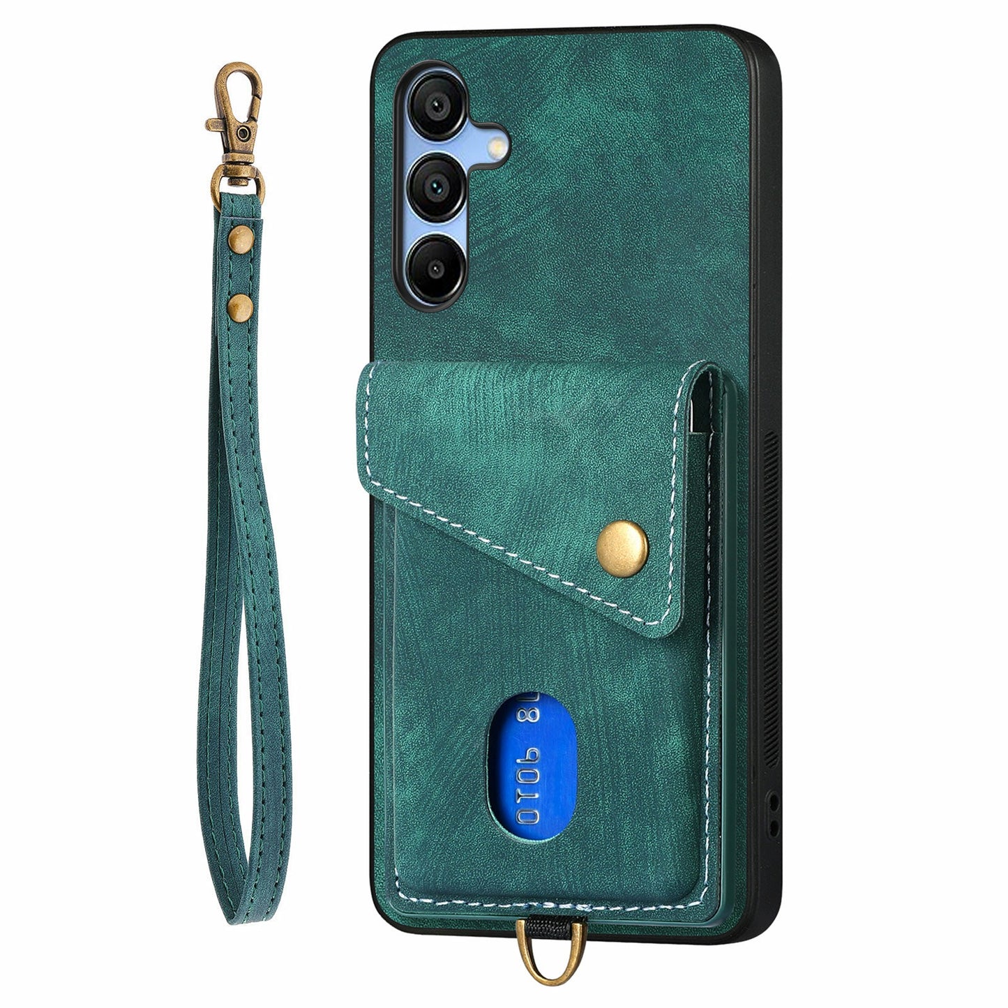 For Samsung Galaxy A16 4G / 5G Case with Card Slot Kickstand Leather TPU Phone Cover - Green