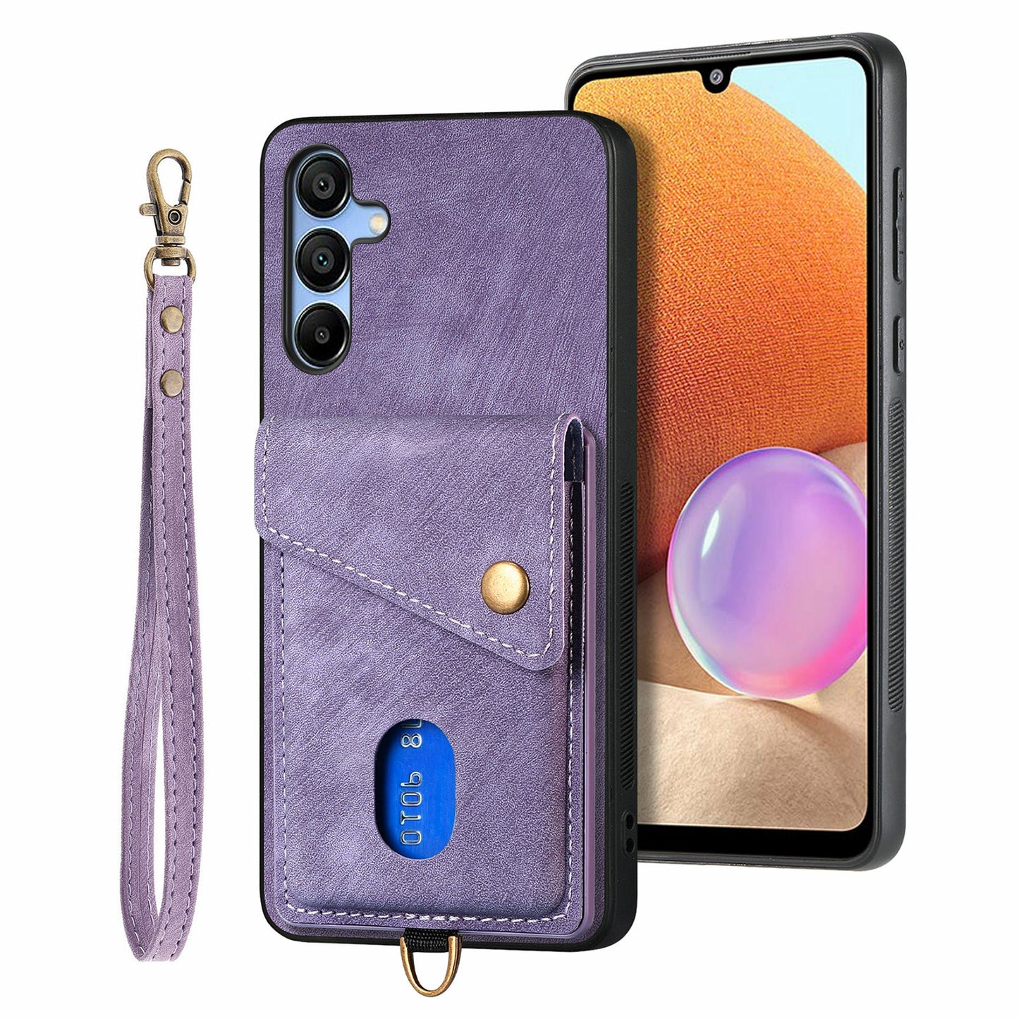 For Samsung Galaxy A16 4G / 5G Case with Card Slot Kickstand Leather TPU Phone Cover - Purple