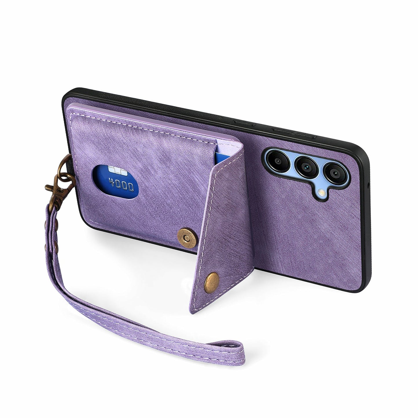 For Samsung Galaxy A16 4G / 5G Case with Card Slot Kickstand Leather TPU Phone Cover - Purple
