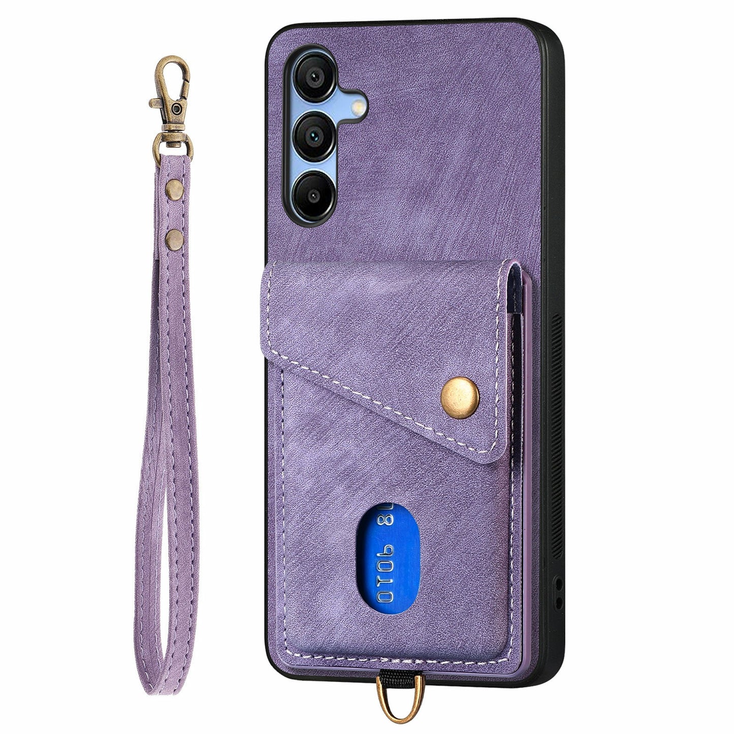For Samsung Galaxy A16 4G / 5G Case with Card Slot Kickstand Leather TPU Phone Cover - Purple