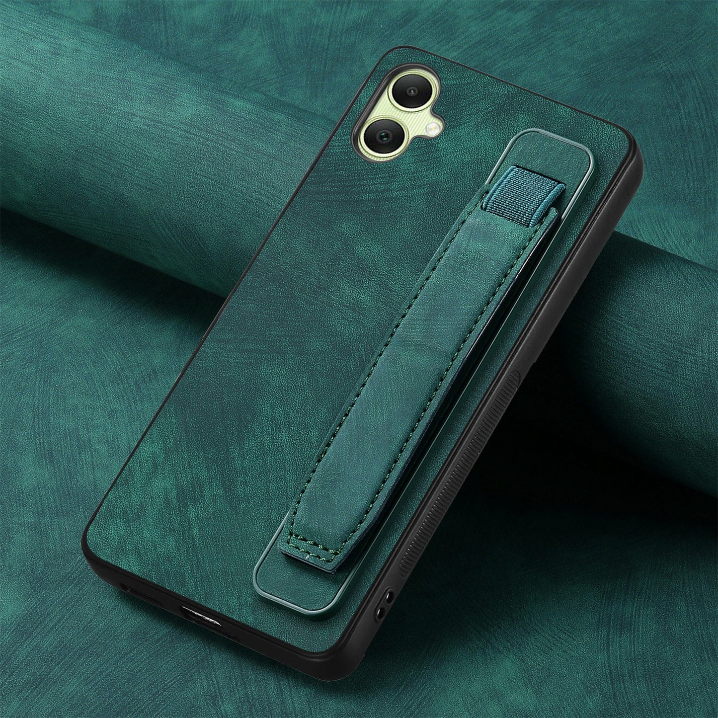 For Samsung Galaxy A06 Case Wristband Leather + TPU Phone Cover - Green