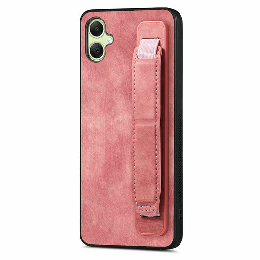 For Samsung Galaxy A06 Case Wristband Leather + TPU Phone Cover - Pink