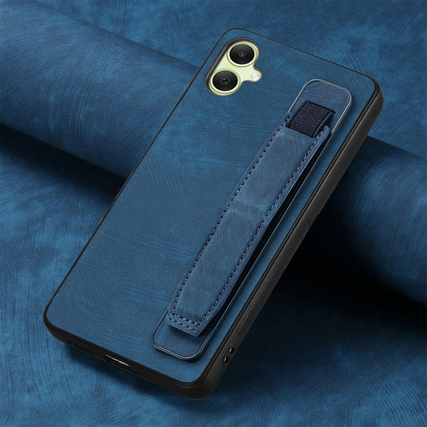 For Samsung Galaxy A06 Case Wristband Leather + TPU Phone Cover - Blue