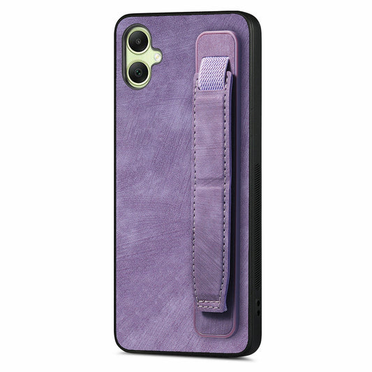 For Samsung Galaxy A06 Case Wristband Leather + TPU Phone Cover - Purple