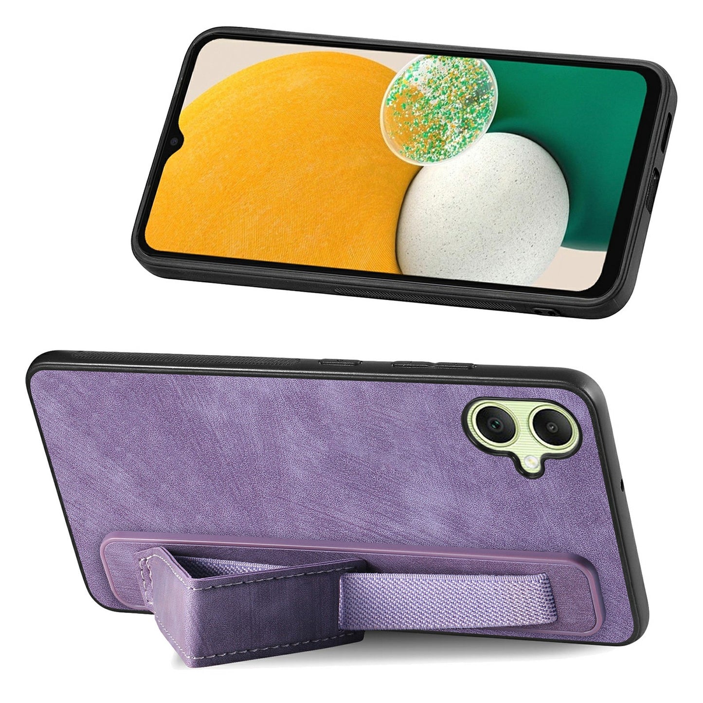 For Samsung Galaxy A06 Case Wristband Leather + TPU Phone Cover - Purple