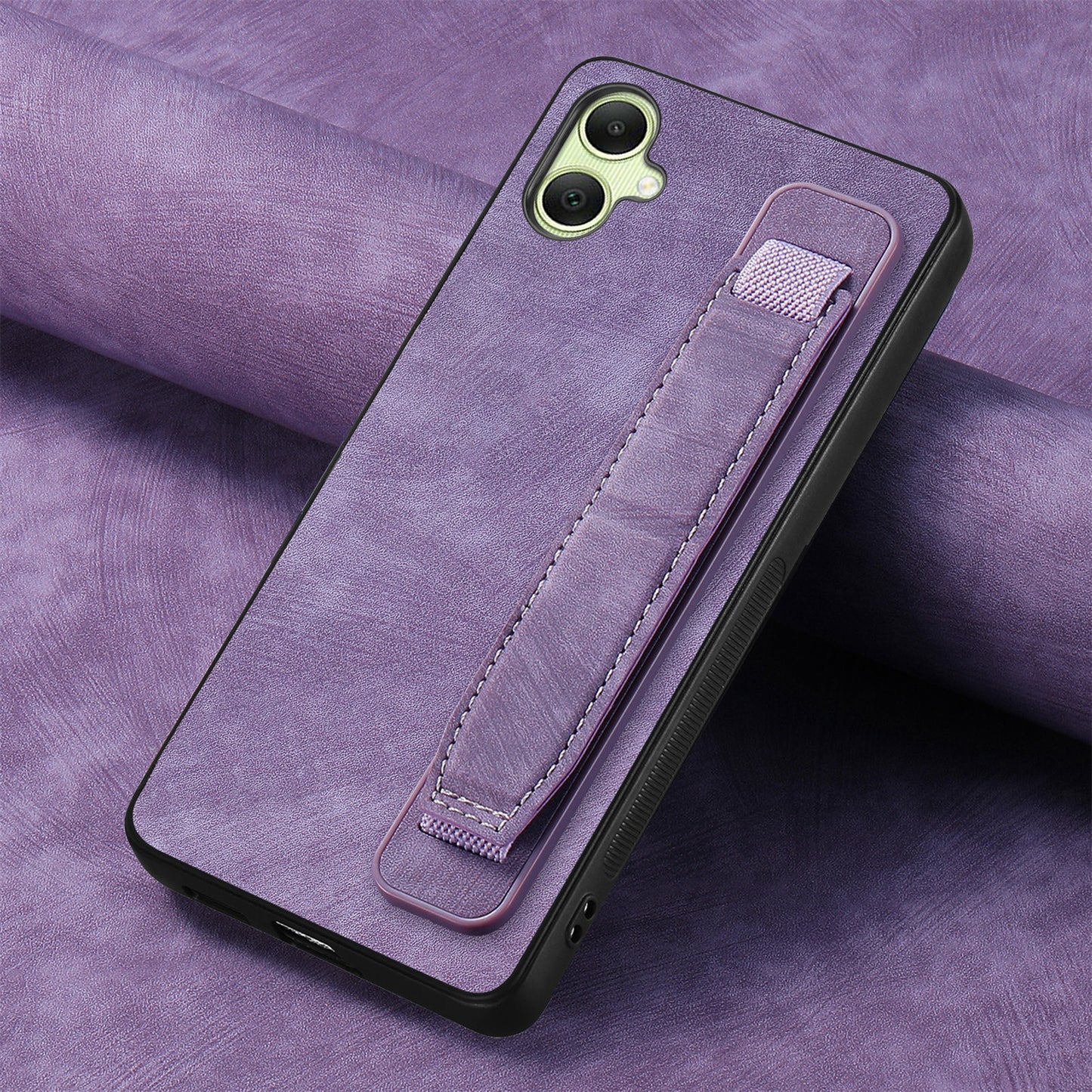 For Samsung Galaxy A06 Case Wristband Leather + TPU Phone Cover - Purple