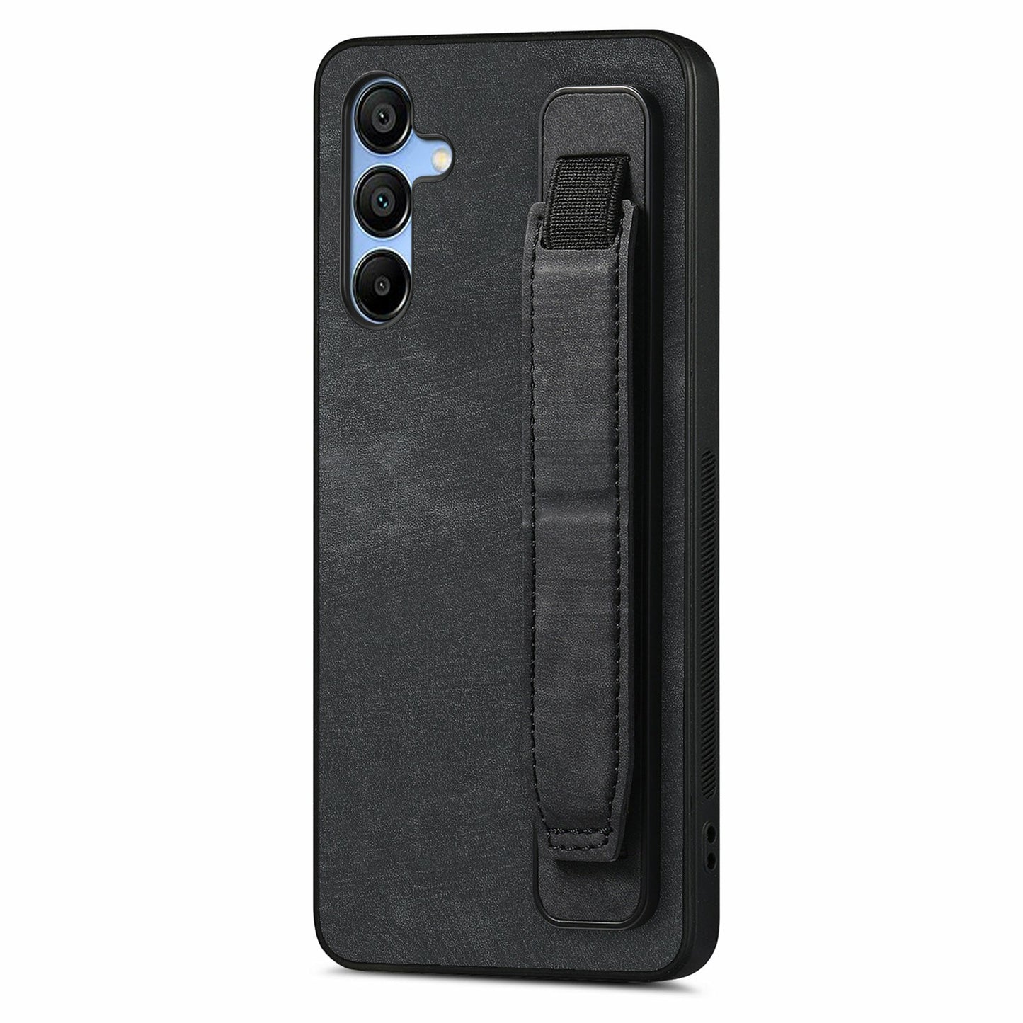 For Samsung Galaxy A16 4G / 5G Case Wristband Leather + TPU Phone Cover - Black