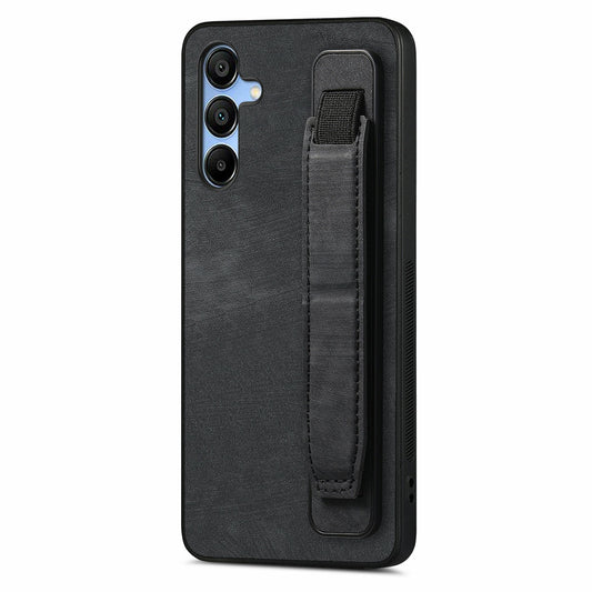 For Samsung Galaxy A16 4G / 5G Case Wristband Leather + TPU Phone Cover - Black