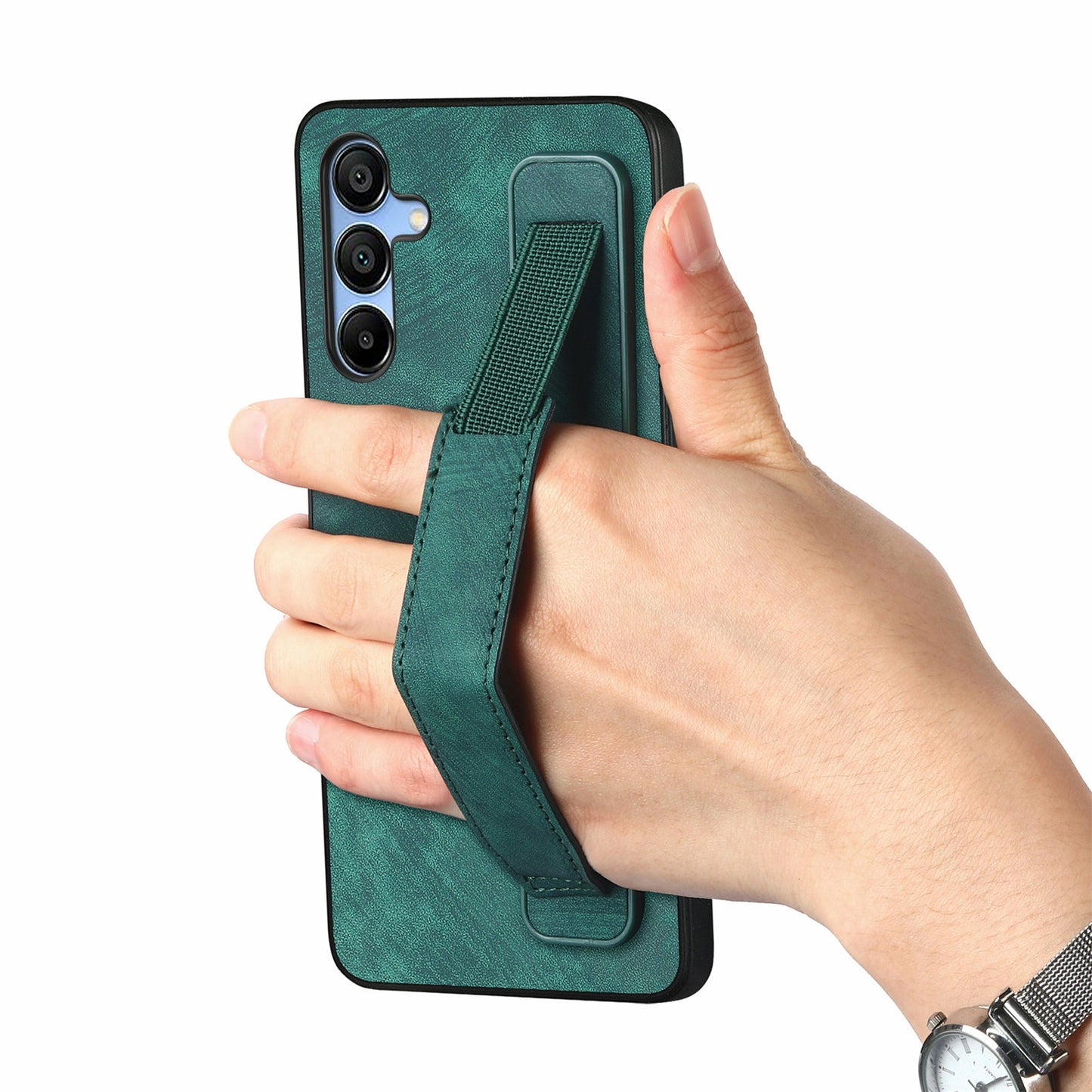 For Samsung Galaxy A16 4G / 5G Case Wristband Leather + TPU Phone Cover - Green