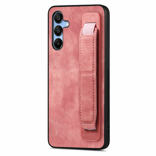 For Samsung Galaxy A16 4G / 5G Case Wristband Leather + TPU Phone Cover - Pink