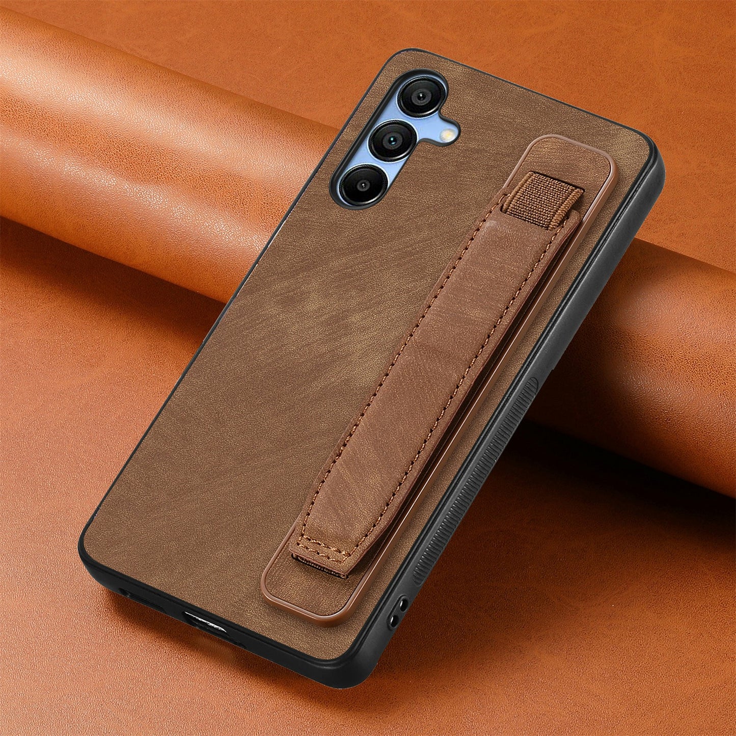 For Samsung Galaxy A16 4G / 5G Case Wristband Leather + TPU Phone Cover - Brown