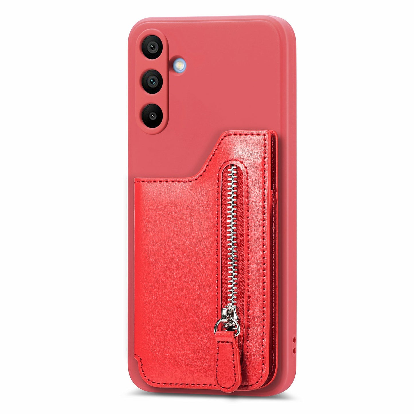 For Samsung Galaxy A16 4G / 5G Case PU Leather+TPU Phone Cover with Zipper Pocket Wallet - Red