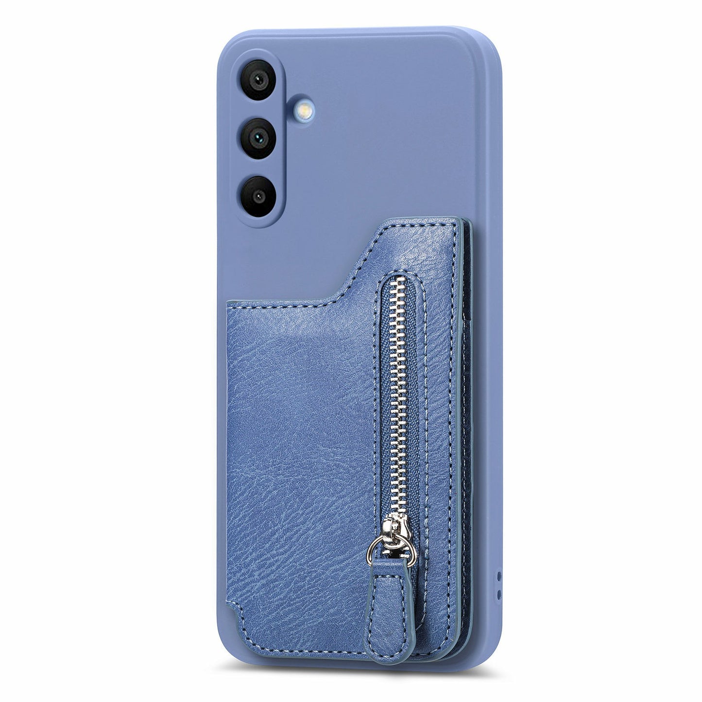 For Samsung Galaxy A16 4G / 5G Case PU Leather+TPU Phone Cover with Zipper Pocket Wallet - Blue