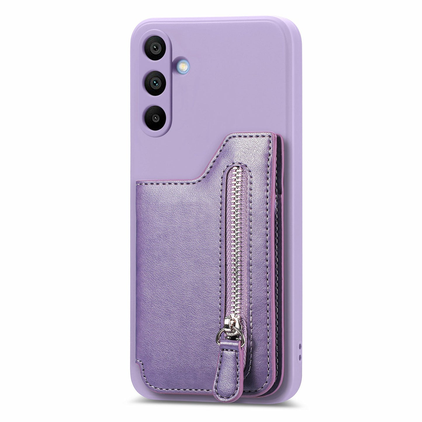 For Samsung Galaxy A16 4G / 5G Case PU Leather+TPU Phone Cover with Zipper Pocket Wallet - Purple