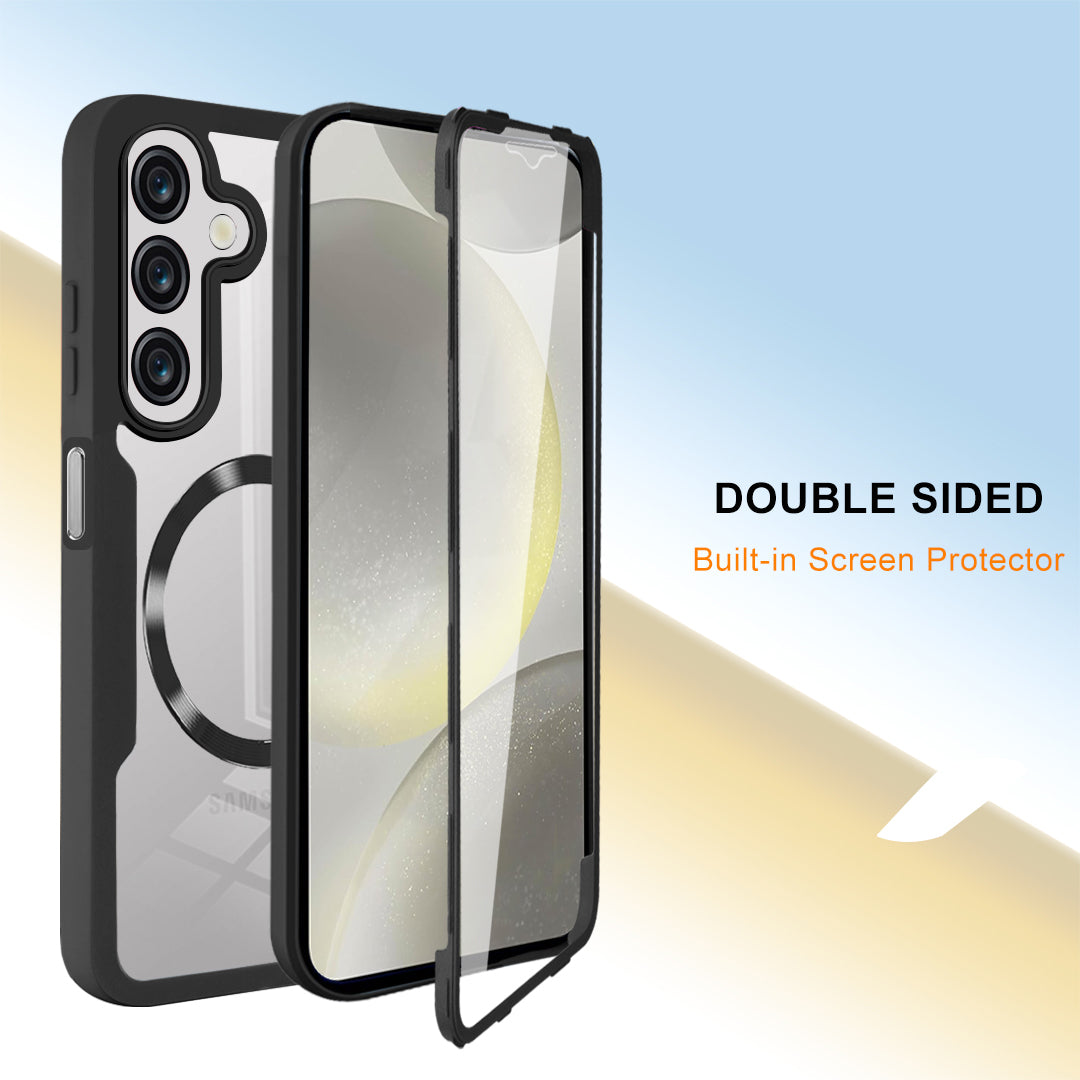 For Samsung Galaxy A16 4G / 5G Case Compatible with MagSafe CD Vein PC+TPU+Acrylic Full Protection Phone Cover - Black