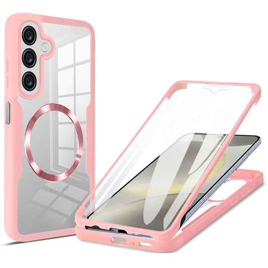 For Samsung Galaxy A16 4G / 5G Case Compatible with MagSafe CD Vein PC+TPU+Acrylic Full Protection Phone Cover - Pink