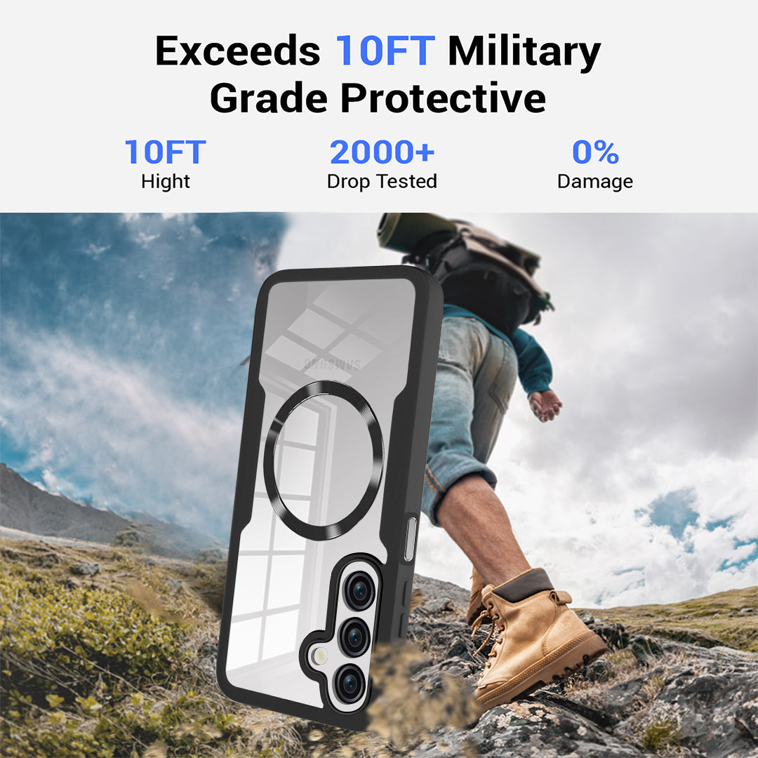 For Samsung Galaxy A16 4G / 5G Case Compatible with MagSafe CD Vein PC+TPU+Acrylic Full Protection Phone Cover - Pink