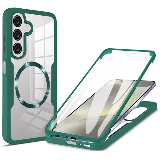 For Samsung Galaxy A16 4G / 5G Case Compatible with MagSafe CD Vein PC+TPU+Acrylic Full Protection Phone Cover - Midnight Green