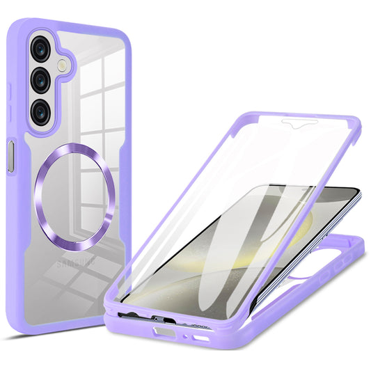 For Samsung Galaxy A16 4G / 5G Case Compatible with MagSafe CD Vein PC+TPU+Acrylic Full Protection Phone Cover - Purple