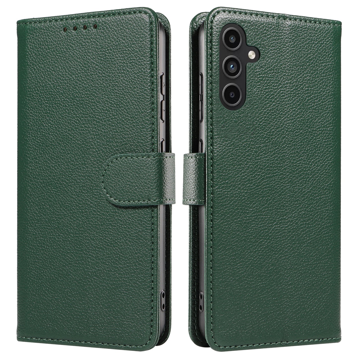 For Samsung Galaxy A16 4G  /  A16 5G Leather Case Litchi Texture RFID Blocking Wallet Stand Phone Cover - Green