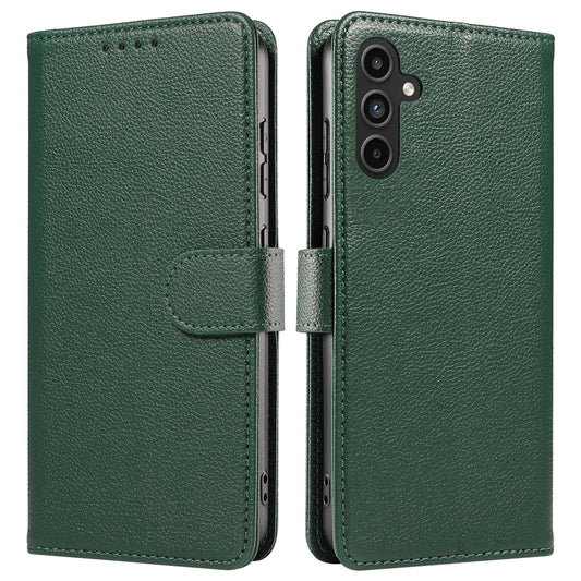 For Samsung Galaxy A16 4G  /  A16 5G Leather Case Litchi Texture RFID Blocking Wallet Stand Phone Cover - Green