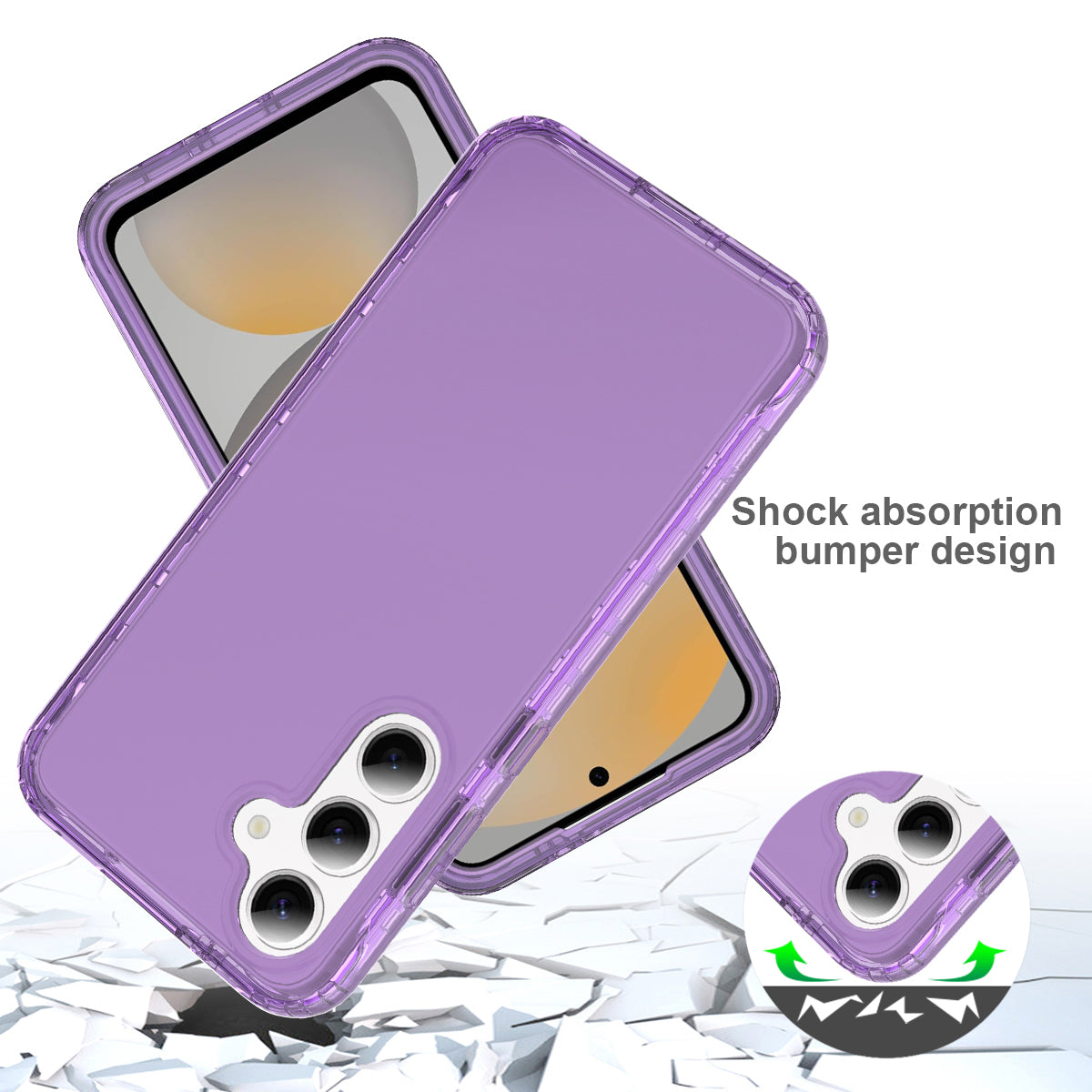 For Samsung Galaxy A16 5G / 4G Case PC+TPU Phone Cover with Clear PET Screen Film - Purple