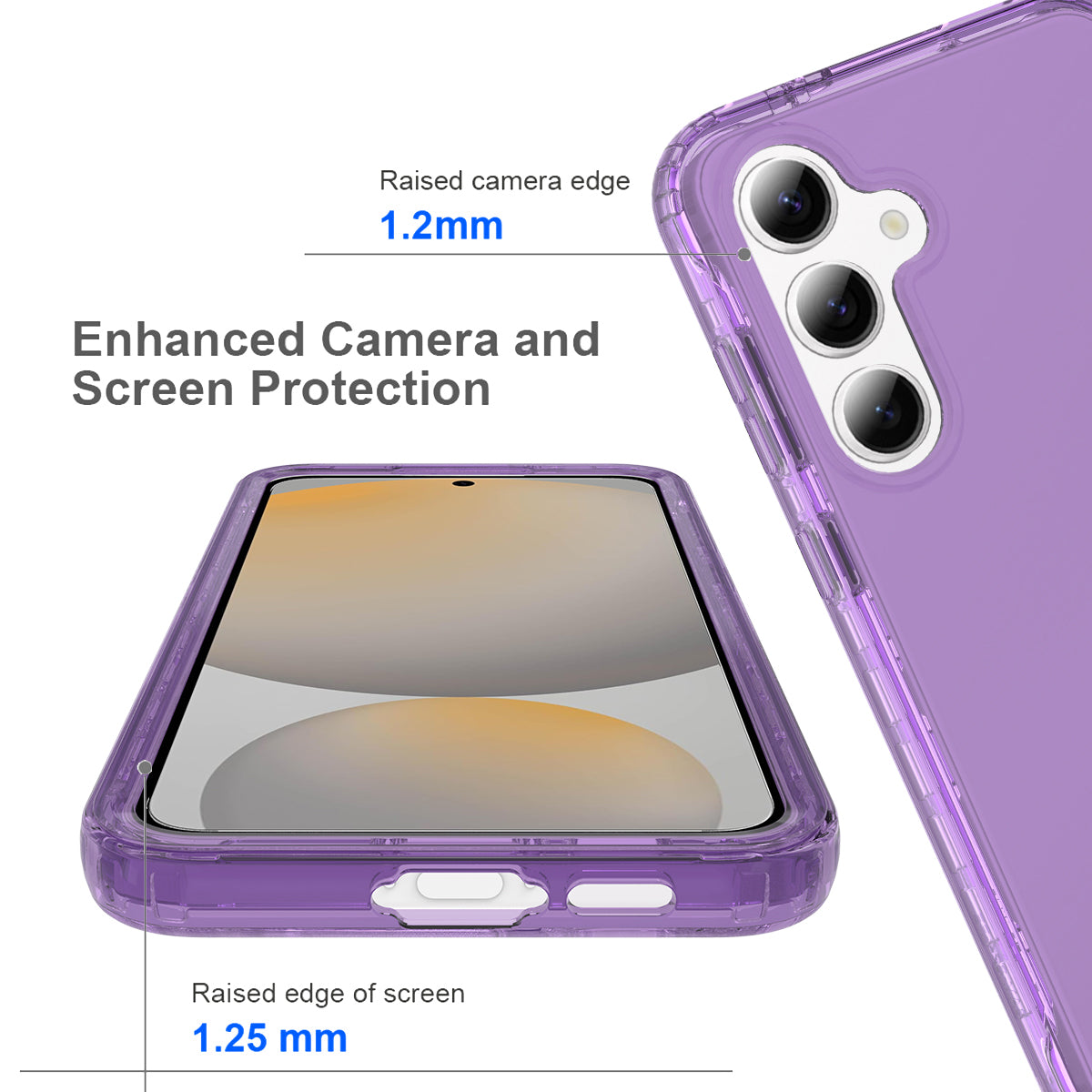 For Samsung Galaxy A16 5G / 4G Case PC+TPU Phone Cover with Clear PET Screen Film - Purple