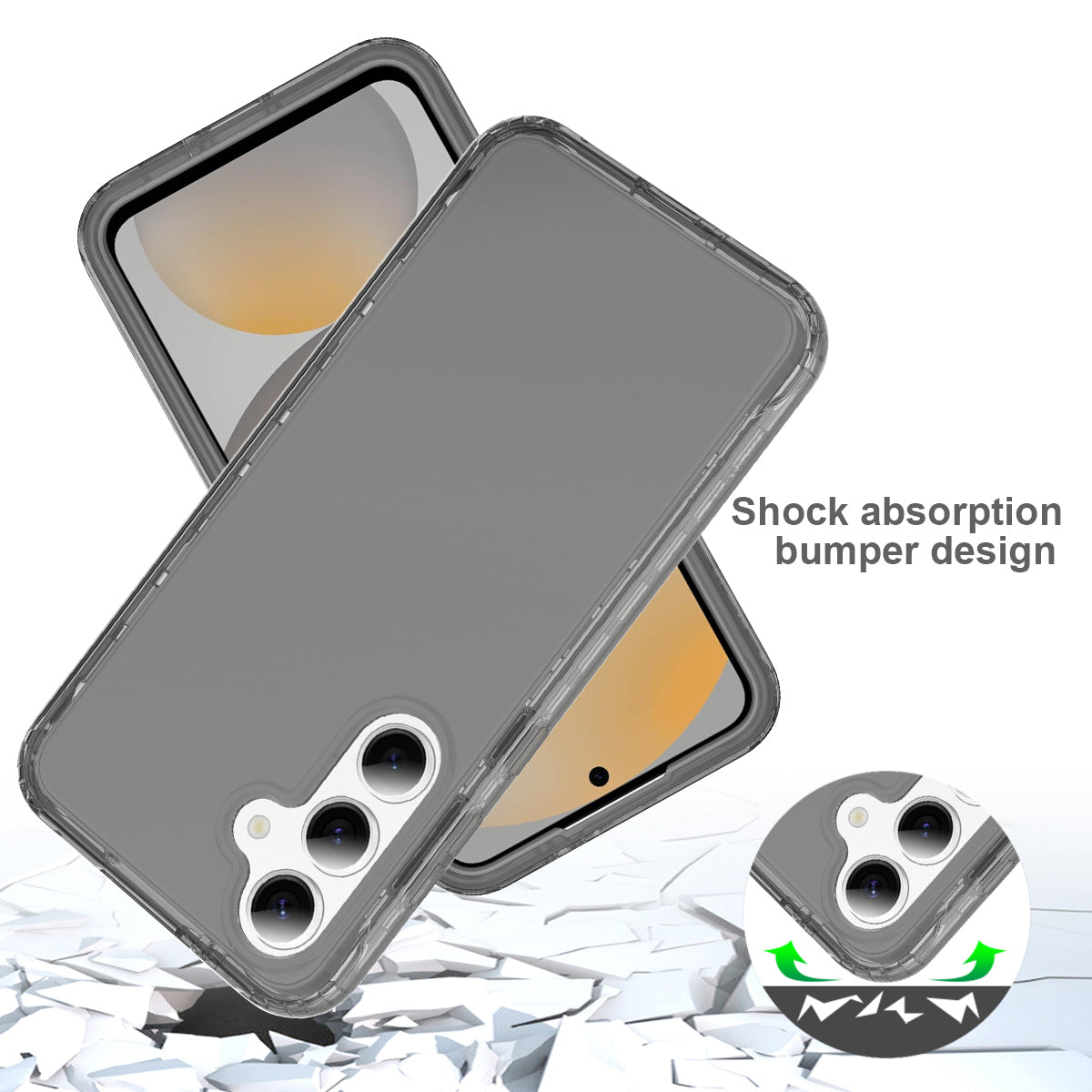 For Samsung Galaxy A16 5G / 4G Case PC+TPU Phone Cover with Clear PET Screen Film - Black