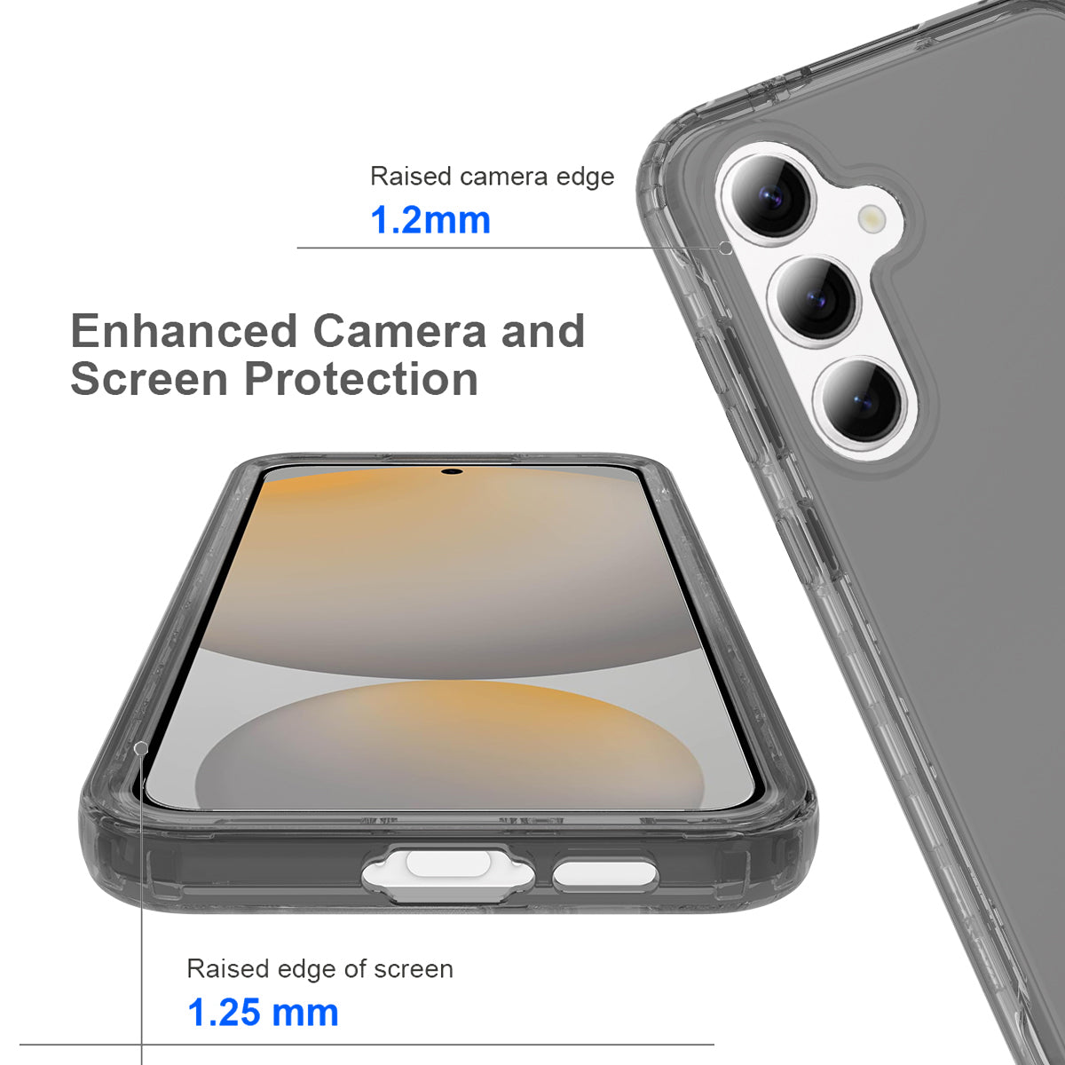 For Samsung Galaxy A16 5G / 4G Case PC+TPU Phone Cover with Clear PET Screen Film - Black