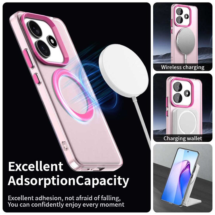 Candy Series For Xiaomi Redmi Note 14 5G Case Compatible with MagSafe PC+TPU+PET Anti-Drop Phone Cover - Red