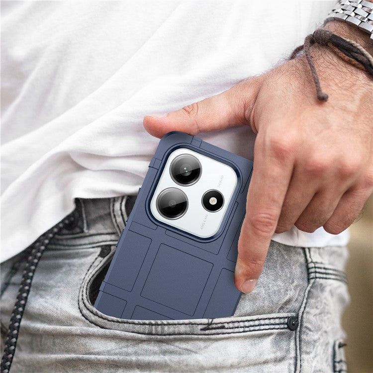 For Xiaomi Redmi Note 14 5G Case Grid Design Soft TPU Scratch-Proof Phone Cover - Blue