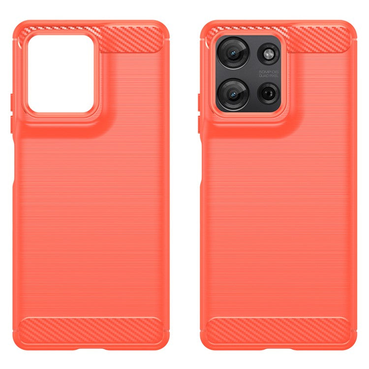 For Motorola Moto G75 5G Case Carbon Fiber Texture TPU Brushed Phone Cover - Red