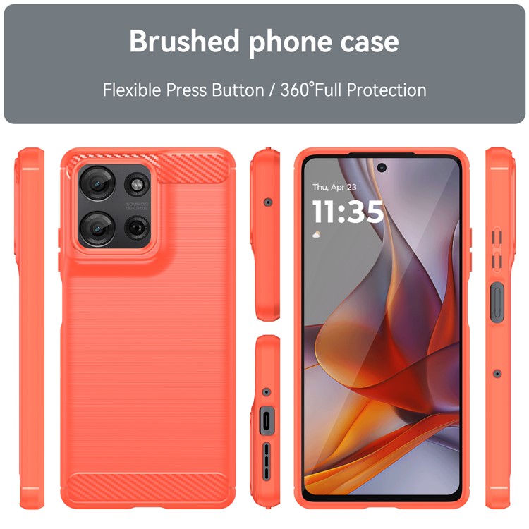 For Motorola Moto G75 5G Case Carbon Fiber Texture TPU Brushed Phone Cover - Red