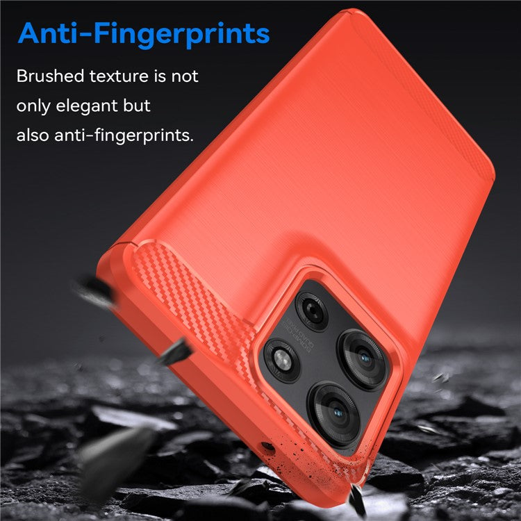 For Motorola Moto G75 5G Case Carbon Fiber Texture TPU Brushed Phone Cover - Red