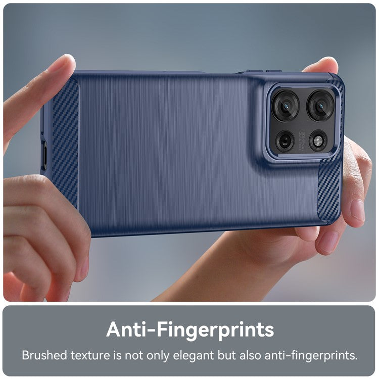 For Motorola Moto G75 5G Case Carbon Fiber Texture TPU Brushed Phone Cover - Blue