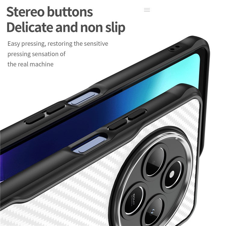 For Xiaomi Poco C75 4G / Redmi 14R 5G / 14C 4G Case Carbon Fiber Scratch-Resistant TPU+PC Phone Cover - Black