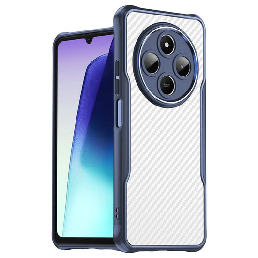 For Xiaomi Poco C75 4G / Redmi 14R 5G / 14C 4G Case Carbon Fiber Scratch-Resistant TPU+PC Phone Cover - Blue