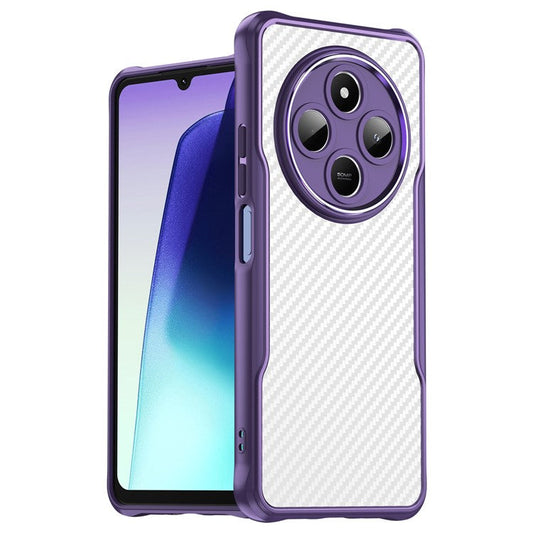 For Xiaomi Poco C75 4G / Redmi 14R 5G / 14C 4G Case Carbon Fiber Scratch-Resistant TPU+PC Phone Cover - Purple