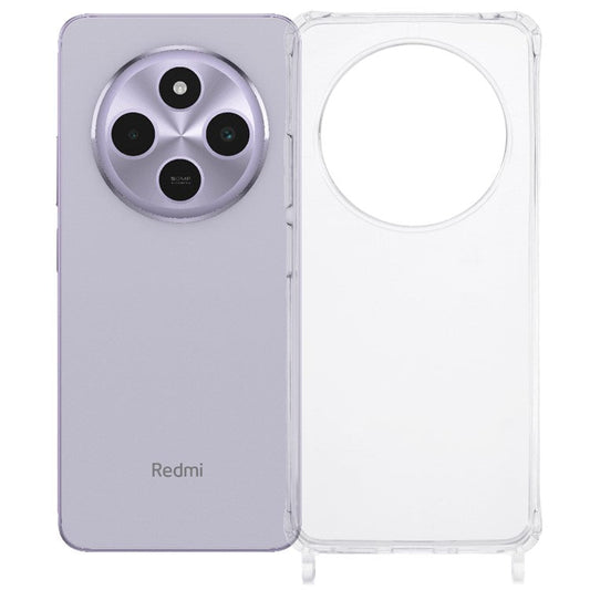 PC+TPU Case For Xiaomi Redmi 14C 4G / 14R 5G / Poco C75 4G 1.5mm Clear Phone Cover with Lanyard Holes