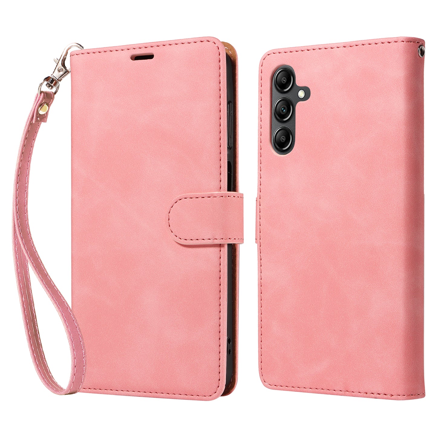 For Samsung Galaxy A16 5G / 4G Case with Thickened Strap RFID Blocking Wallet Stand Leather Flip Phone Cover - Pink