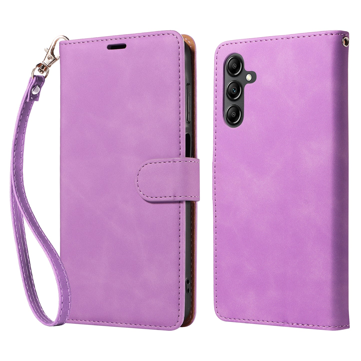 For Samsung Galaxy A16 5G / 4G Case with Thickened Strap RFID Blocking Wallet Stand Leather Flip Phone Cover - Purple