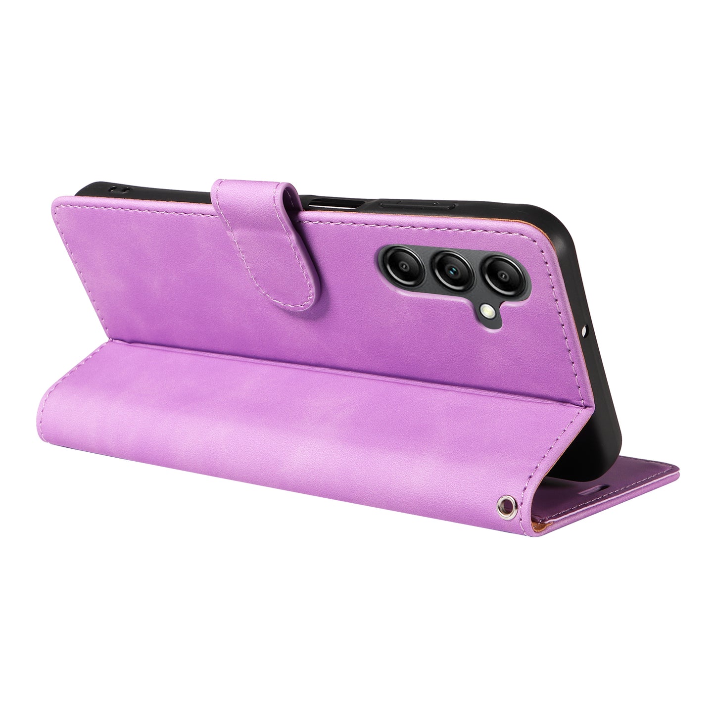 For Samsung Galaxy A16 5G / 4G Case with Thickened Strap RFID Blocking Wallet Stand Leather Flip Phone Cover - Purple