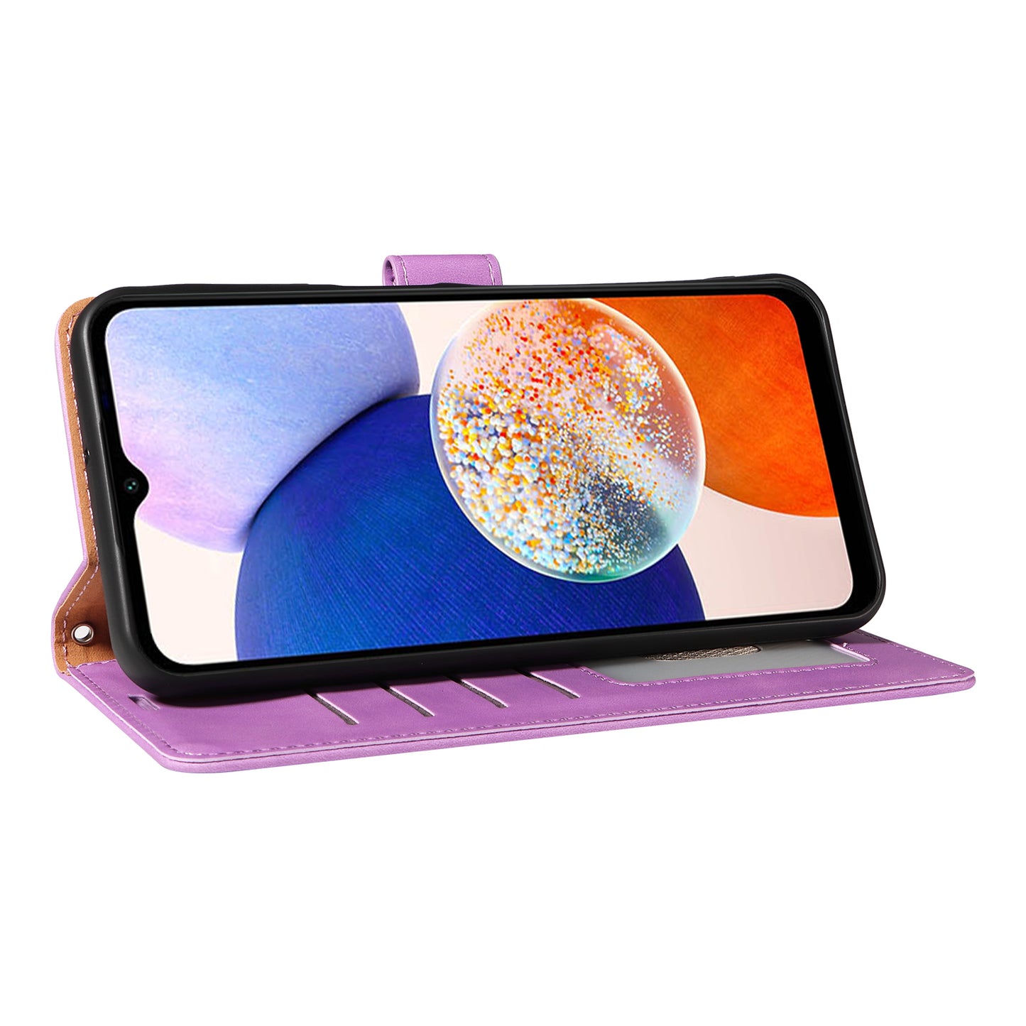 For Samsung Galaxy A16 5G / 4G Case with Thickened Strap RFID Blocking Wallet Stand Leather Flip Phone Cover - Purple