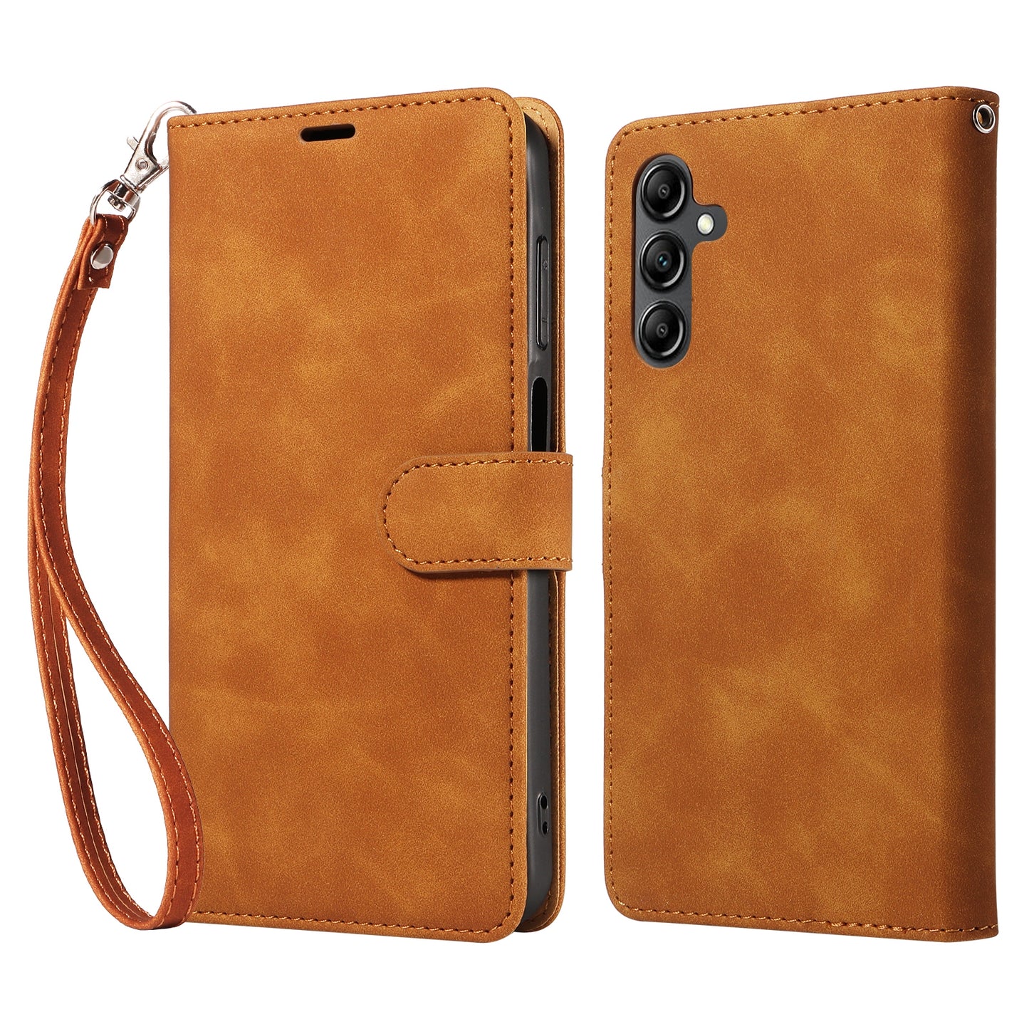 For Samsung Galaxy A16 5G / 4G Case with Thickened Strap RFID Blocking Wallet Stand Leather Flip Phone Cover - Brown