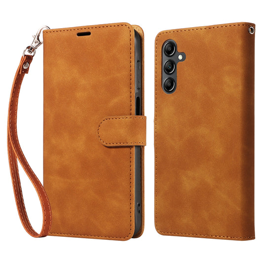 For Samsung Galaxy A16 5G / 4G Case with Thickened Strap RFID Blocking Wallet Stand Leather Flip Phone Cover - Brown