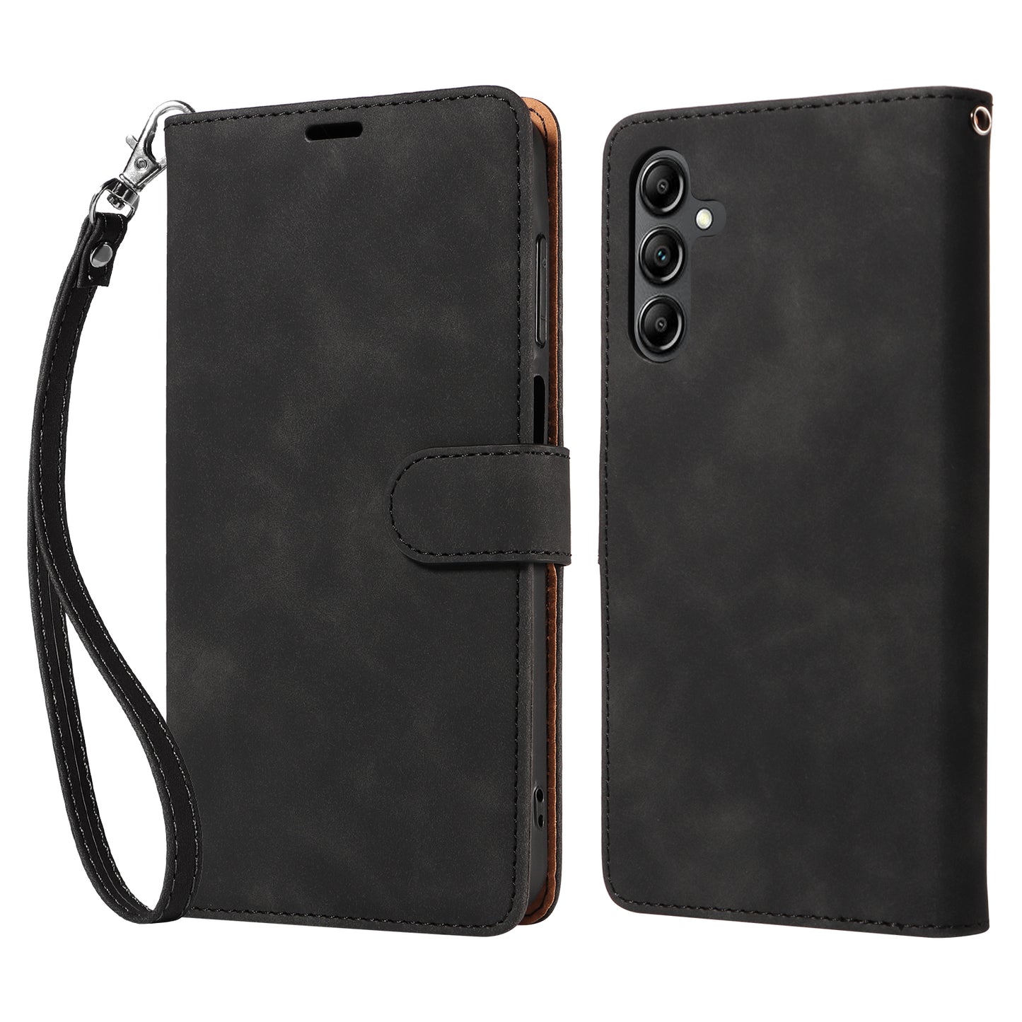 For Samsung Galaxy A16 5G / 4G Case with Thickened Strap RFID Blocking Wallet Stand Leather Flip Phone Cover - Black
